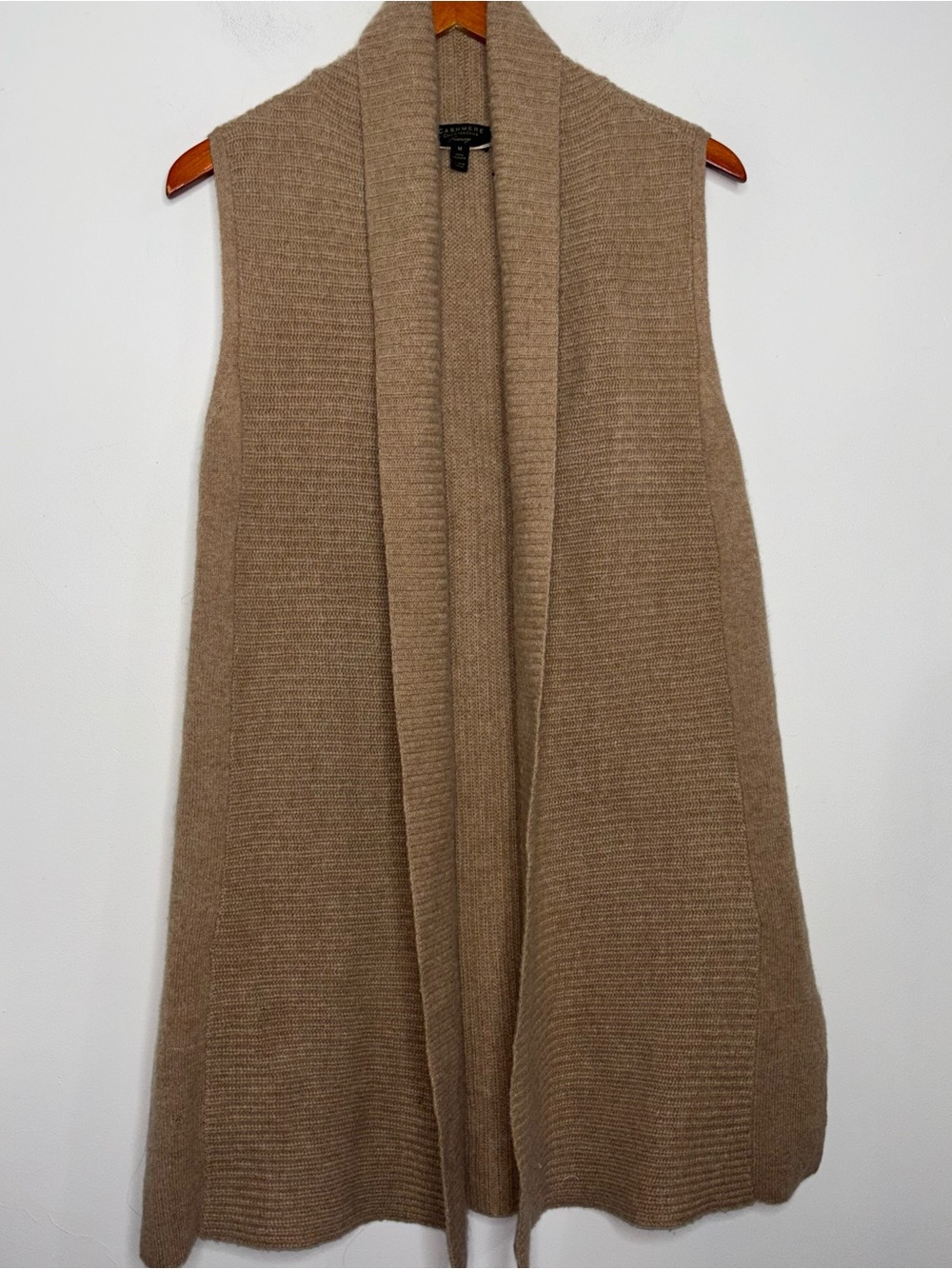 Charter Club Sleeveless Open Front Cashmere Sweater Vest M Camel Brown - Picture 4 of 13